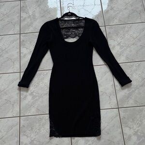 Guess- Black Long Sleeve Dress with Lace! Size L